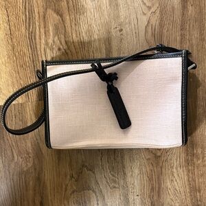 LAUREN RALPH LAUREN ladies, small canvas and leather handbag excellent condition